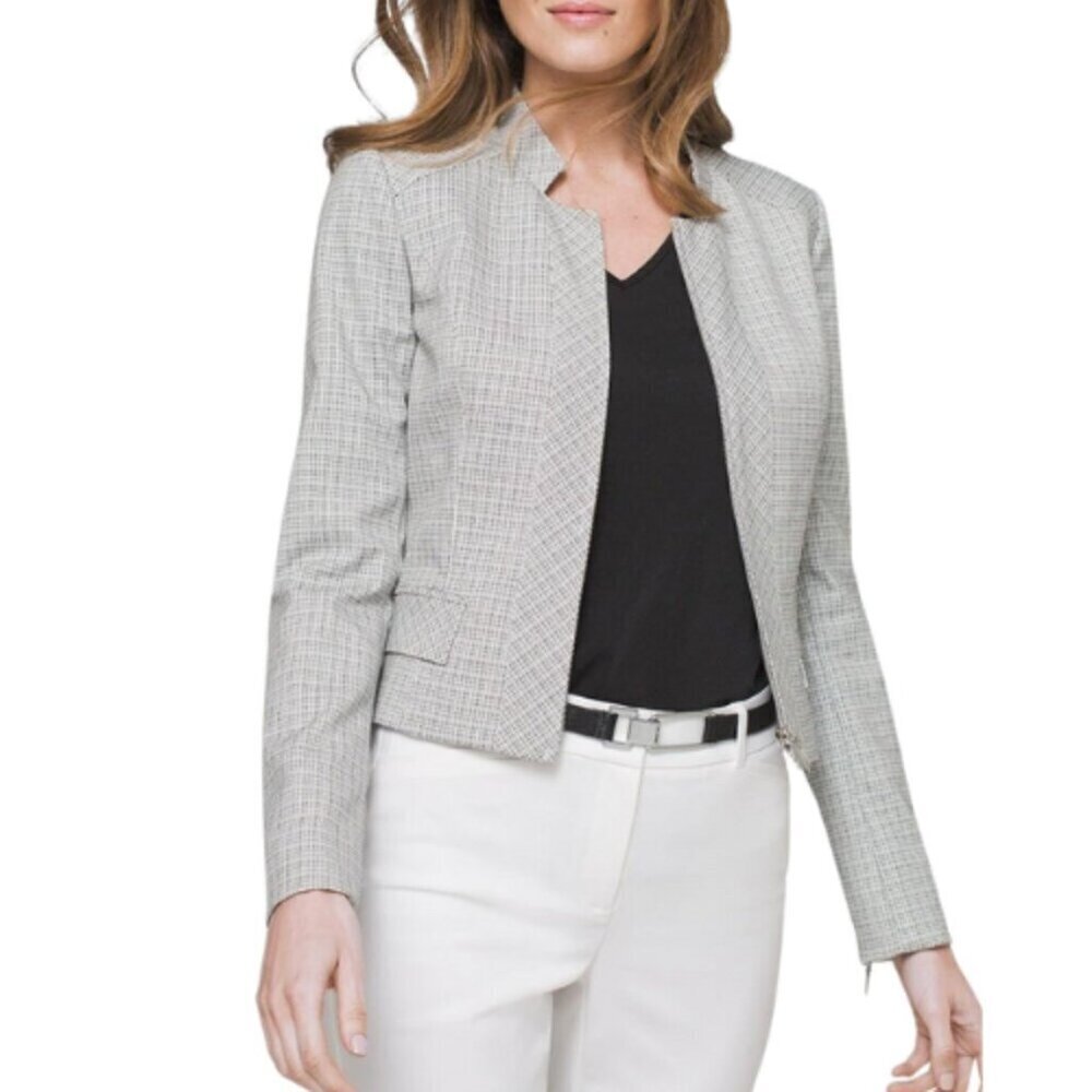 White House Black Market Womens 14 Cropped Full Zip Blazer Jacket